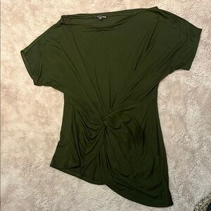 Fashion Nova Olive Green Twist Waist Drape Neck Top